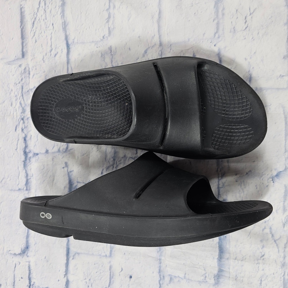 OOFOS OOahh Recovery Slides Mens 12 Black OOfoam Impact Absorption Sandal